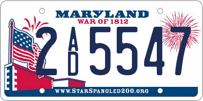 MD license plate 2AD5547