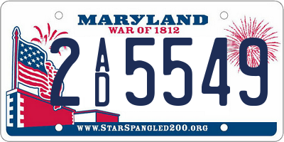 MD license plate 2AD5549