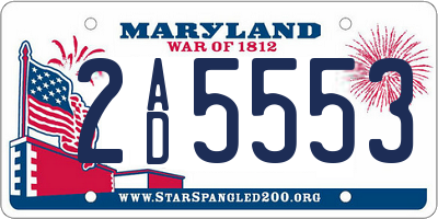 MD license plate 2AD5553