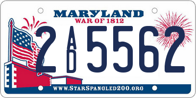 MD license plate 2AD5562