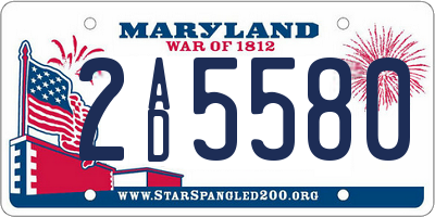 MD license plate 2AD5580