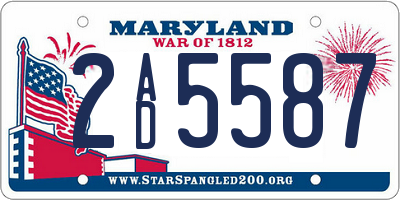 MD license plate 2AD5587