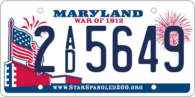 MD license plate 2AD5649