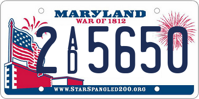 MD license plate 2AD5650