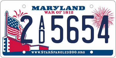 MD license plate 2AD5654