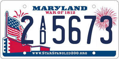 MD license plate 2AD5673