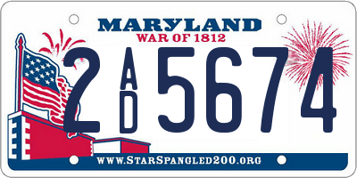 MD license plate 2AD5674