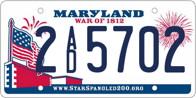 MD license plate 2AD5702