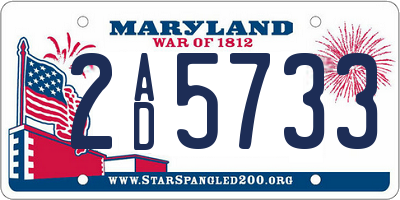 MD license plate 2AD5733