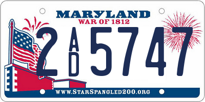 MD license plate 2AD5747