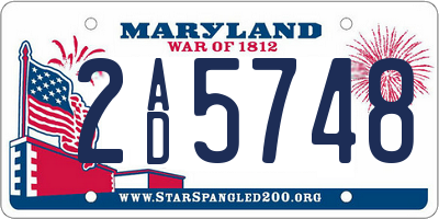MD license plate 2AD5748