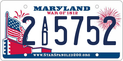 MD license plate 2AD5752