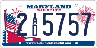 MD license plate 2AD5757