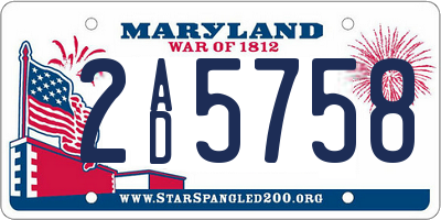MD license plate 2AD5758