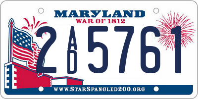 MD license plate 2AD5761