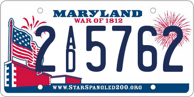 MD license plate 2AD5762