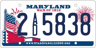 MD license plate 2AD5838