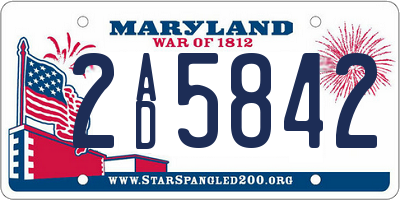 MD license plate 2AD5842