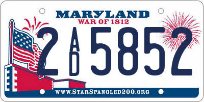 MD license plate 2AD5852