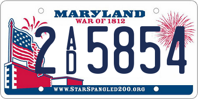 MD license plate 2AD5854