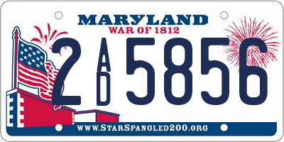MD license plate 2AD5856
