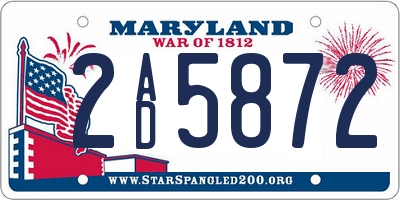 MD license plate 2AD5872