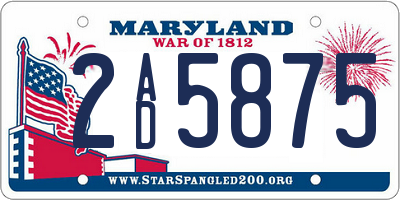 MD license plate 2AD5875