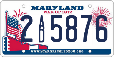 MD license plate 2AD5876