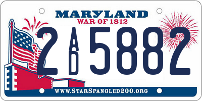MD license plate 2AD5882