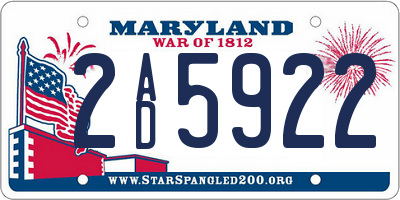 MD license plate 2AD5922