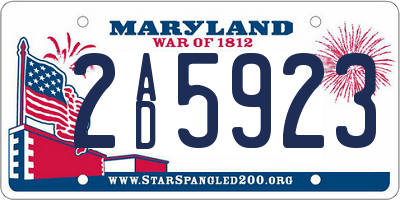 MD license plate 2AD5923