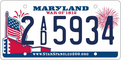 MD license plate 2AD5934
