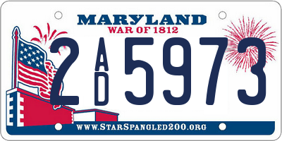 MD license plate 2AD5973