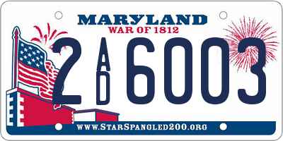 MD license plate 2AD6003