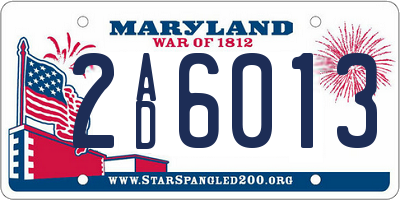 MD license plate 2AD6013