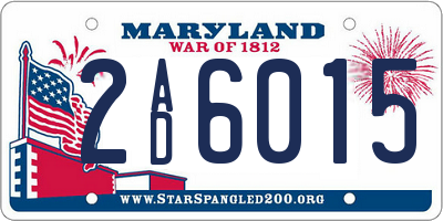MD license plate 2AD6015