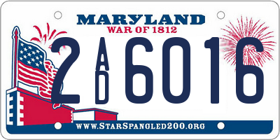 MD license plate 2AD6016