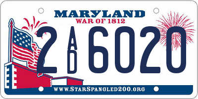 MD license plate 2AD6020