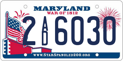 MD license plate 2AD6030