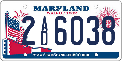 MD license plate 2AD6038
