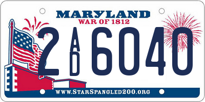 MD license plate 2AD6040