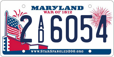 MD license plate 2AD6054