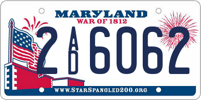 MD license plate 2AD6062