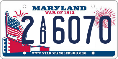 MD license plate 2AD6070