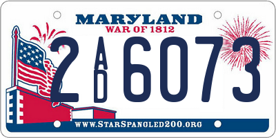 MD license plate 2AD6073