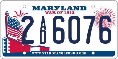 MD license plate 2AD6076