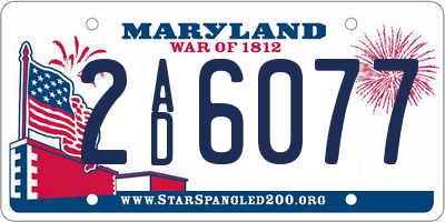 MD license plate 2AD6077