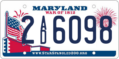MD license plate 2AD6098