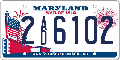 MD license plate 2AD6102