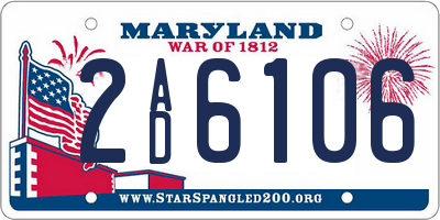 MD license plate 2AD6106